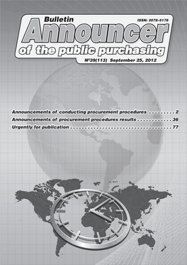 Of the Public Purchasing Announcernº39(113) September 25, 2012