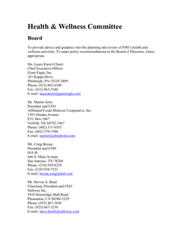 Health & Wellness Committee