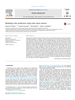 Modeling Color Preference Using Color Space Metrics ⇑ Karen B