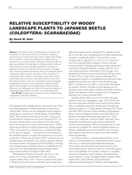 Relative Susceptibility of Woody Landscape Plants to Japanese Beetle (Coleoptera: Scarabaeidae)