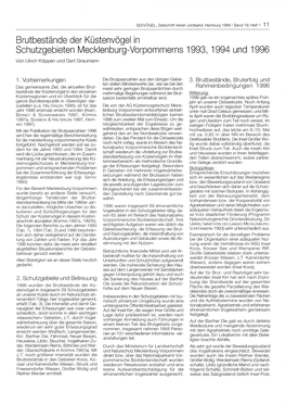 Brutbestände Der Küstenvögel in Schutzgebieten Mecklenburg-Vorpommerns 1993, 1994 Und 1996 Von Ulrich Koppen Und Gert Graumann