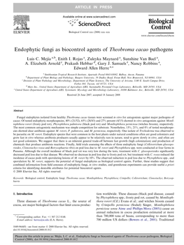 Endophytic Fungi As Biocontrol Agents of Theobroma Cacao Pathogens
