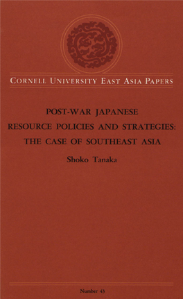 Post-War Japanese Resource Policies and Strategies