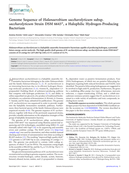 Halanaerobium Saccharolyticum Subsp