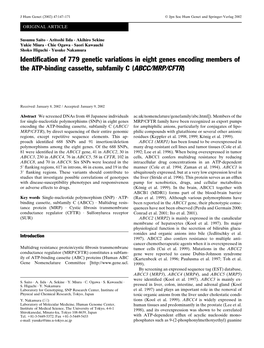 Identification of 779 Genetic Variations in Eight Genes Encoding Members