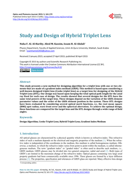 Study and Design of Hybrid Triplet Lens