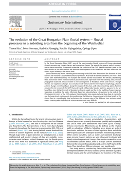 The Evolution of the Great Hungarian Plain ﬂuvial System E Fluvial Processes in a Subsiding Area from the Beginning of the Weichselian