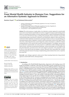 From Mental Health Industry to Humane Care. Suggestions for an Alternative Systemic Approach to Distress