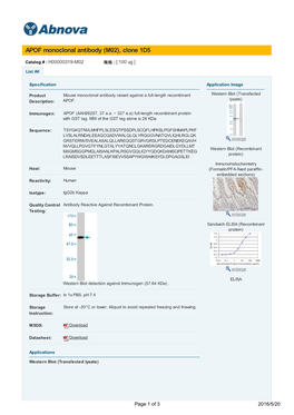 APOF Monoclonal Antibody (M02), Clone 1D5