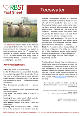 Teeswater Fact Sheet