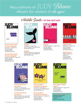 New Editions of Judyblume Classics for Readers of All Ages!