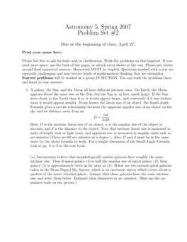 Astronomy 5, Spring 2007 Problem Set #2