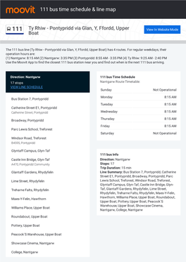 111 Bus Time Schedule & Line Route