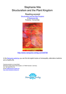 Stephanie Nile Structuralism and the Plant Kingdom Reading Excerpt Structuralism and the Plant Kingdom of Stephanie Nile Publisher: Homeohelp