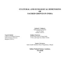 Cultural and Ecological Dimensions of Sacred Groves in India