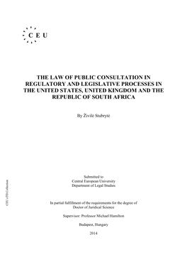 The Law of Public Consultation in Regulatory And