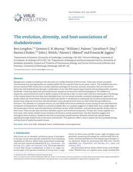 The Evolution, Diversity, and Host Associations of Rhabdoviruses Ben Longdon,1,* Gemma G