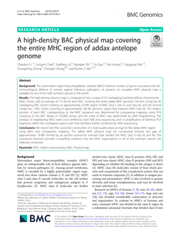 A High-Density BAC Physical Map Covering the Entire MHC Region Of