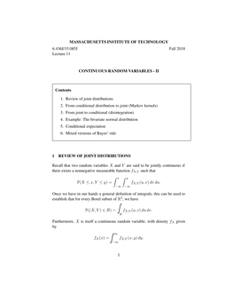 6.436J / 15.085J Fundamentals of Probability, Lecture 11: Continuous