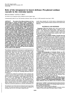 Role of the Integument in Insect Defense: Pro-Phenol Oxidase Cascade in the Cuticular Matrix MASAAKI ASHIDA* and PAUL T