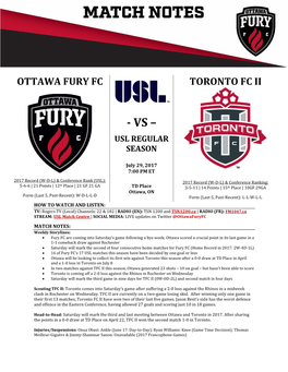 OTTAWA FURY FC Vs TORONTO FC II