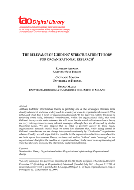 The Relevance of Giddens' Structuration Theory