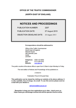 NOTICES and PROCEEDINGS 7 August 2015