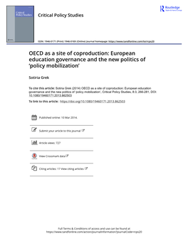 European Education Governance and the New Politics of 'Policy Mobilization'