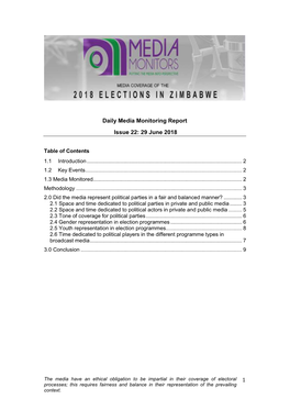 1 Daily Media Monitoring Report Issue 22: 29 June 2018