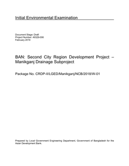 Manikganj Drainage Subproject: Draft Initial Environmental Examination