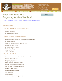 Pregnancyoptions.Info: a Workbook of Options Including Abortion