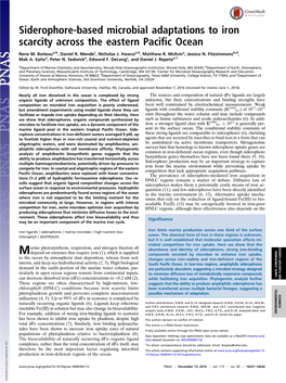 Siderophore-Based Microbial Adaptations to Iron Scarcity Across the Eastern Pacific Ocean