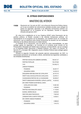 Disposición 11656 Del BOE Núm. 166 De 2021