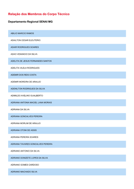Relação Dos Membros Do Corpo Técnico