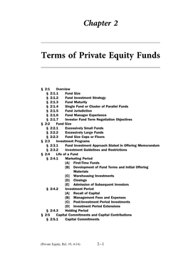 Terms of Private Equity Funds