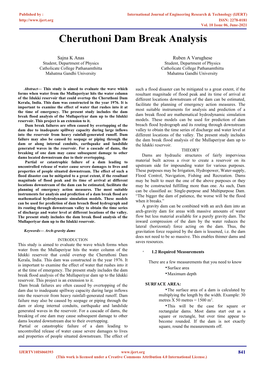 Cheruthoni Dam Break Analysis