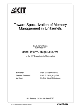 Toward Specialization of Memory Management in Unikernels