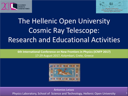 The Hellenic Open University Cosmic Ray Telescope: Research and Educational Activities