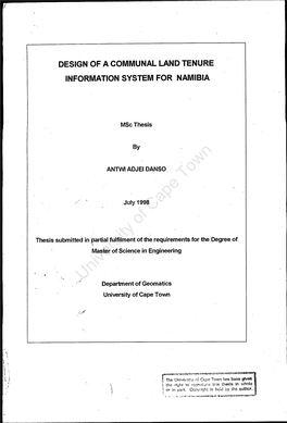 Design of a Communal Land Tenure Information System for Namibia