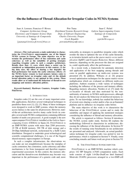 On the Influence of Thread Allocation for Irregular Codes in NUMA Systems