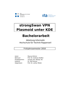 Strongswan VPN Plasmoid Unter KDE Bachelorarbeit Abteilung Informatik Hochschule Für Technik Rapperswil