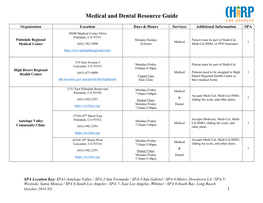 Medical and Dental Resource Guide