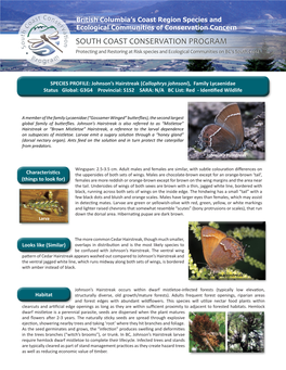 SOUTH COAST CONSERVATION PROGRAM Protecting and Restoring at Risk Species and Ecological Communities on BC’S South Coast