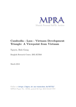Cambodia - Laos - Vietnam Development Triangle: a Viewpoint from Vietnam