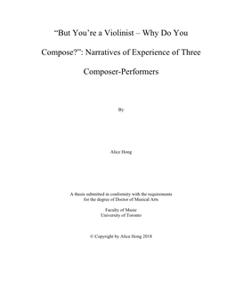 Narratives of Experience of Three Composer-Performers