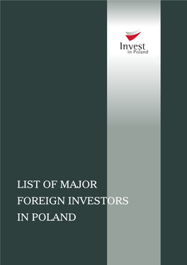 List of Major Foreign Investors in Poland