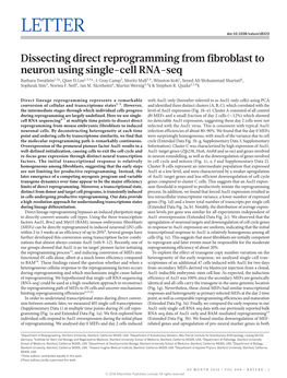 Dissecting Direct Reprogramming from Fibroblast to Neuron Using Single-Cell RNA-Seq Barbara Treutlein1,2*, Qian Yi Lee1,3,4*, J