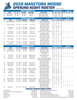 2019 Manitoba Moose Opening Night Roster