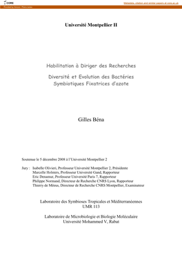 Diversité Et Évolution Des Bactéries Symbiotiques Fixatrices D