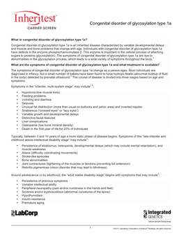 Congenital Disorder of Glycosylation Type 1A